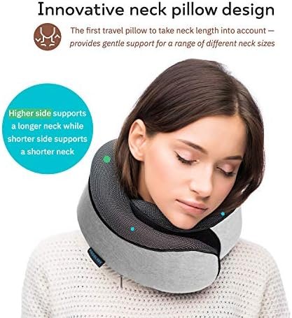 51l2CXc6HlL._AC_.jpg Travel Neck Pillows for Airplanes, Sleeping Essentials for Long haul Flights, 360° Head Support, Car and Airplane Kit with 3D Contoured Eye Mask, Earplugs and Luxury Mesh Bag (Adult, Grey)