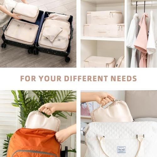 51o1HuDT6jL._AC_.jpg BAGAIL 8 Set Packing Cubes Luggage Packing Organizers for Travel Accessories-Cream