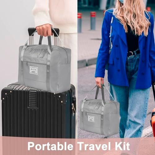 Travel Blanket Pillow Set - Travel Neck Pillow & Blanket for Airplane, Thick Fleece Plane Blankets, Hooded Memory Foam Neck Pillows, Foldable Duffel Bag, Sleep Mask, Earplugs for Plane Traveling