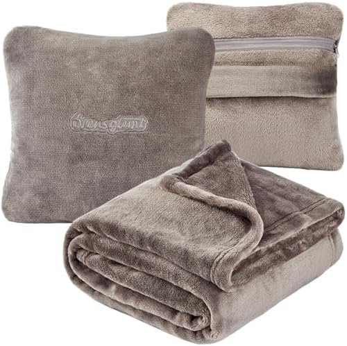 51pRjlqN0eL._AC_.jpg Travel Blanket Pillow, Premium 2 in 1 Flannel Airplane Blanket Compact for Travel,Office, Home,Travel Essentials Accessories for Plane and Car,Compact Office Blanket (Gray)