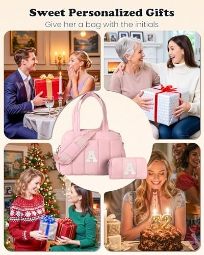 51txfyY6r4L._AC_.jpg Duffle Bag for Travel, Weekender Bags for Women,Initial Overnight Bag with Wet Pocket,Lightweight Travel Bags Personalized Gym Tote with Makeup Pouch