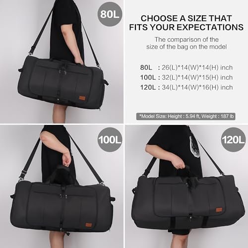 51uVGXwiHXL._AC_.jpg 120L Foldable Collapsible Waterproof Travel Duffel Bag for Men and Women with Shoe Compartment