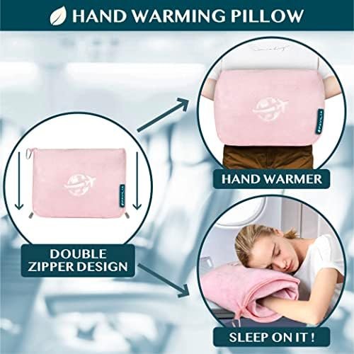 51uWYtxrvrL._AC_.jpg PAVILIA Travel Blanket and Pillow, Arms Opening Airplane Blankets for Adults, Compact Plane Blanket with Arm Hole 2-in-1 Bag for Flight Car Camping Fit in Luggage Backpack Traveler Gift, Pink