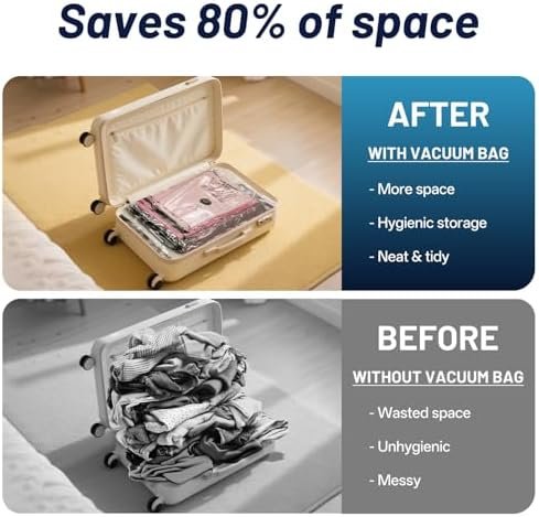 Travel Vacuum Bags for Luggage with Portable Electric Pump,Vacuum Seal Bags for Clothing,Packing Cubes Compression,Cruise Ship and Travel Essentials(Combo 6 Pack)