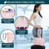 51xHAtEdaOL._AC_.jpg PAVILIA Travel Blanket and Pillow, Arms Opening Airplane Blankets for Adults, Compact Plane Blanket with Arm Hole 2-in-1 Bag for Flight Car Camping Fit in Luggage Backpack Traveler Gift, Pink