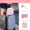 51z7qN22FxL._AC_.jpg Travel Blanket & Pillow Set, 300 GSM Soft Fleece-60x43 Inches, 3-in-1 Compact Airplane Blanket with Bag, Press-to-Inflate Pillow, for Long Trips with Luggage Sleeve & Backpack Clip (Pink)
