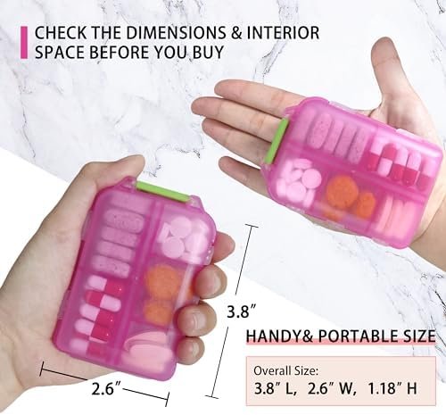 51zDpwgerAL._AC_.jpg Pill Organizer with Medicine Labels Travel Daily Pill Container Mini Medication Organizer Storage Pill Organizer Travel Essentials Pill Case 7 Day (Pink & 161 Lables)