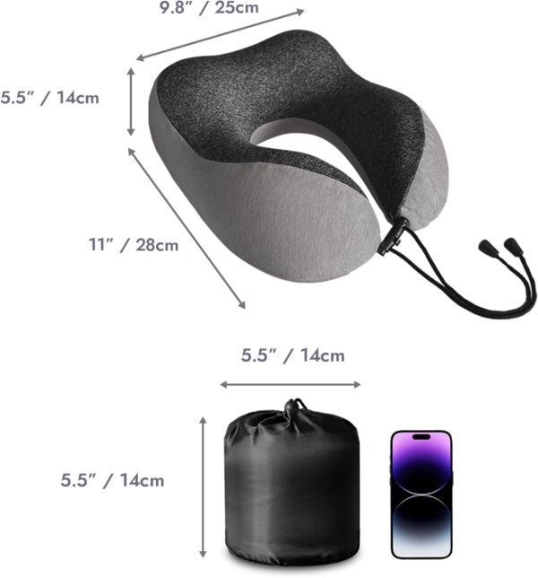 612kcz0JfL._AC_SL1500_.jpg High Fill Memory Foam Neck Pillow - Ergonomic Support for Plane, Car, Home Travel Accessory, Washable Cover - Neck Pillow for Effortless Travel