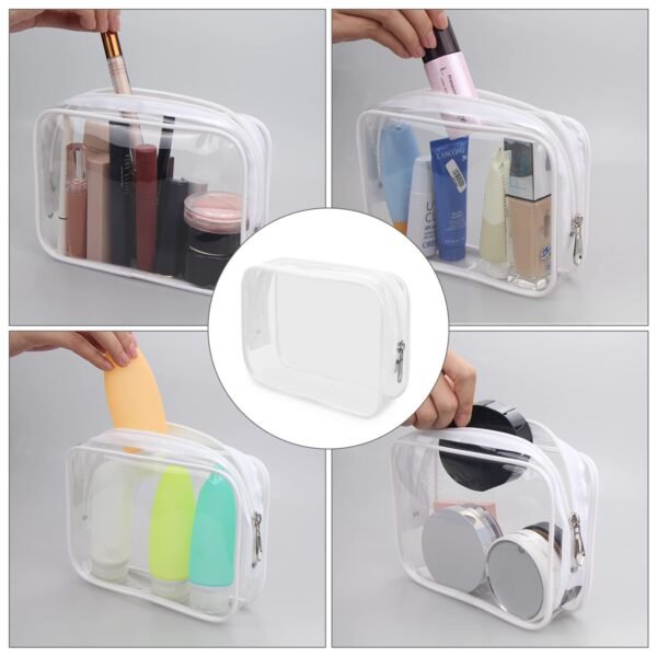 Wedama TSA Approved Toiletry Bag, Cosmetic Bags 2 Pack with Zipper Carry on Airline Airport Travel Accessories, PVC Makeup Bags for Travel, Quart Size Travel Bags for Men and Women-White