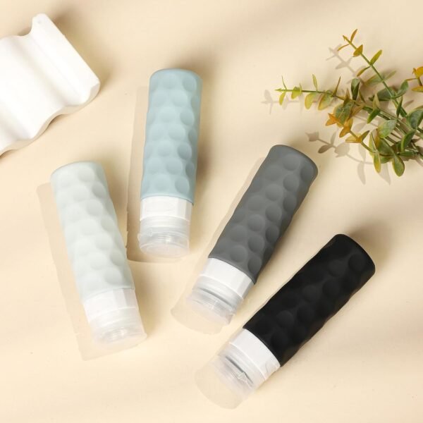61-GXIA4tjL._SL1500_.jpg Travel Bottles for Toiletries, 4pcs Tsa Approved 3oz Travel Size Containers, BPA Free Leak Proof Premium Silicone Bottles, Refillable Liquid Squeezable Accessories W/Toiletry Bag