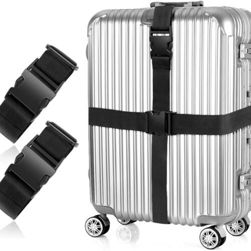 2Pcs Luggage Straps for Suitcase Travel Accessories TSA Approved, 80In Long Belts to Keep Your Suitcase Secure, Adjustable Bag Straps with Quick-Release Buckle for Travel Bag Closure, Black