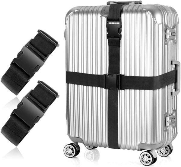 6102p28HU2L._AC_SL1001_.jpg 2Pcs Luggage Straps for Suitcase Travel Accessories TSA Approved, 80In Long Belts to Keep Your Suitcase Secure, Adjustable Bag Straps with Quick-Release Buckle for Travel Bag Closure, Black