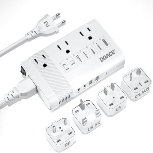 61AlyZENH0L._AC_SL1500_.jpg DOACE 220V to 110V Converter for European Travel - 350W Voltage Converter US to Europe with 4 QC+PD Chargers for Using U.S. Devices Abroad - Hair Straightener Shaver Toothbrush Laptop Camera Phone