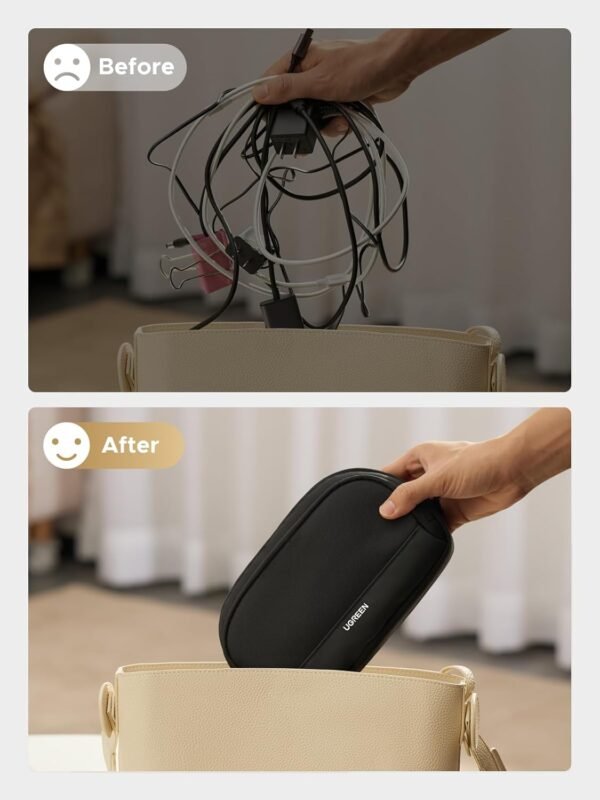 61GcCmi-nYL._AC_SL1500_.jpg UGREEN Electronics Organizer Travel Case Bag Multifunctional Organizer Carrying Case for Cables, Cord, SD Card, Earbuds, Charger, USB Adapter, Electronic Accessories Medium Size