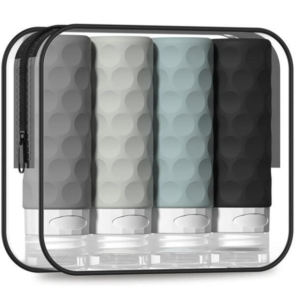 61GpagQ0CL._SL1500_.jpg Travel Bottles for Toiletries, 4pcs Tsa Approved 3oz Travel Size Containers, BPA Free Leak Proof Premium Silicone Bottles, Refillable Liquid Squeezable Accessories W/Toiletry Bag