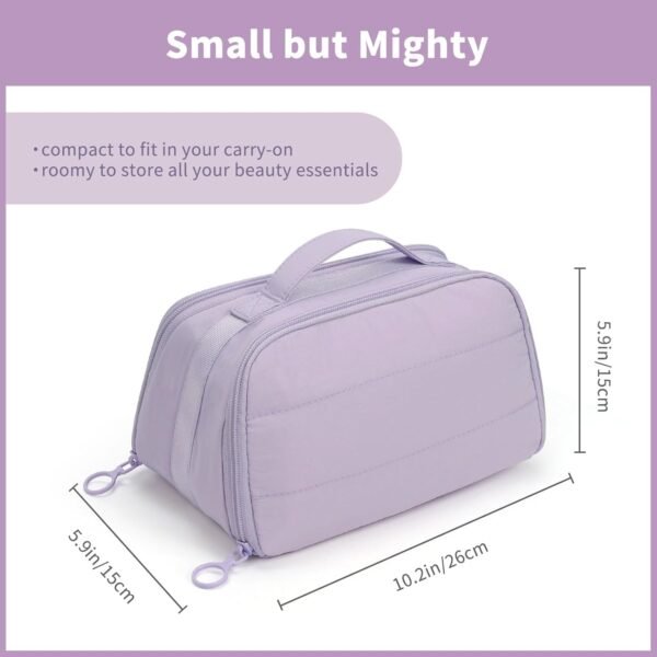 61KNs7rdx-L._AC_SL1500_.jpg OCHEAL Travel Makeup Bag - Wide Open Flat Cosmetic Bag Organizer with Handle Portable Lightweight Toiletry Bag for Women's Girls Essentials Skincare Accessories-Purple