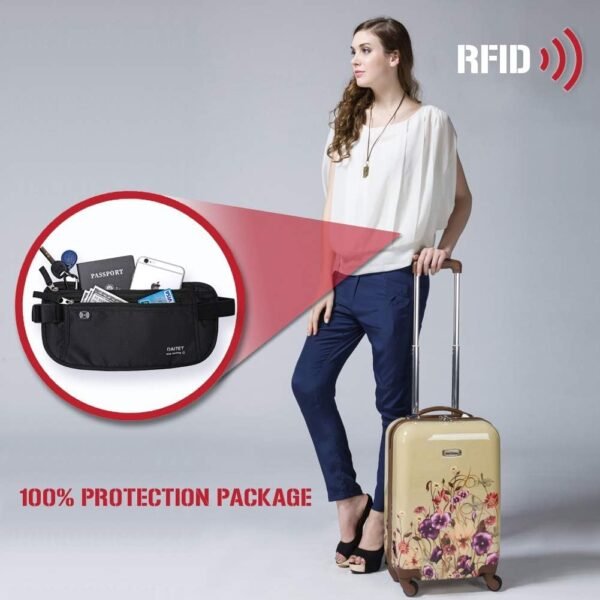 61NMfsgKfhL._AC_SL1001_.jpg DAITET Money Belt - Passport Holder Secure Hidden Travel Wallet with RFID Blocking, Undercover Fanny Pack (Black)