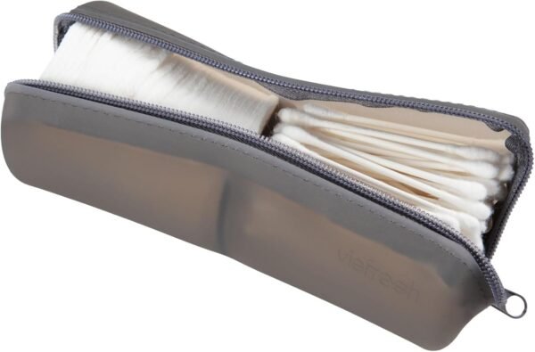 Cotton Round Swab Travel Case, 2 in 1 Portable Hair Accessories Organizer, Hair Tie Organizer, Hair Tie Holder, Bobby Pin Holder, Travel Qtips Case, Purse Organization, Floss Holder (Black)