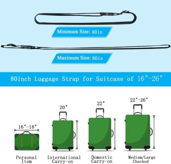 61OeciyzxFL._AC_SL1001_.jpg 2Pcs Luggage Straps for Suitcase Travel Accessories TSA Approved, 80In Long Belts to Keep Your Suitcase Secure, Adjustable Bag Straps with Quick-Release Buckle for Travel Bag Closure, Black
