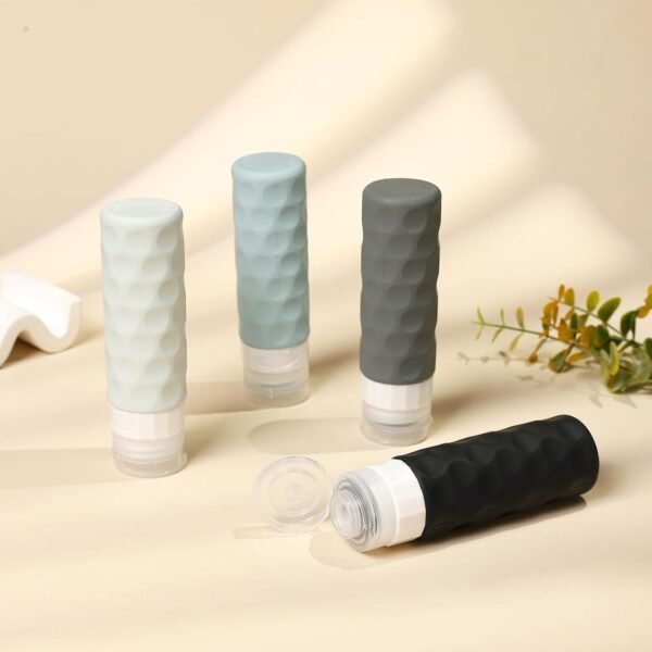 61Ww4RiUzL._SL1500_.jpg Travel Bottles for Toiletries, 4pcs Tsa Approved 3oz Travel Size Containers, BPA Free Leak Proof Premium Silicone Bottles, Refillable Liquid Squeezable Accessories W/Toiletry Bag