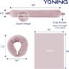 2 in 1 Travel Blanket, Soft Warm Blanket with Cozy Neck Pillow Case, Portable Blanket Set for Airplane, Camping, Car (Dusty Pink)