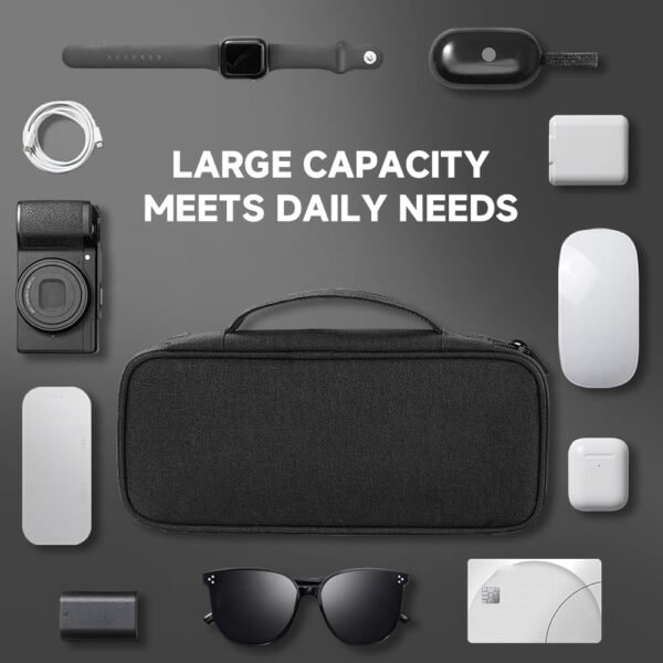 61iJOpNw4BL._AC_SL1000_.jpg Teskyer Electronics Organizer Travel Case, Waterproof Portable Tech Accessories Pouch with Organized Compartments for Cables, Phone, Chargers, Earphone, Black