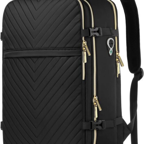 61ig3Yy-C5L._AC_SL1500_.jpg Large Carry On Travel Backpack - Flight Approved Waterproof Anti-Theft Luggage Daypack for Women Men Fit 17 Inch Laptop Business Weekender Overnight Backpack College Bag Personal Item Size Black