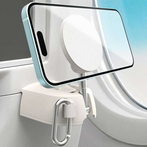 61kfxep47ZL._AC_SL1500_.jpg iOttie Treker Travel Essentials Magnetic Airplane Phone Holder with 360° Rotation Swivel Head and Magnetic Ring Adapter for Universal Compatibility with MagSafe, Qi2, iPhone, and Android Smartphones.
