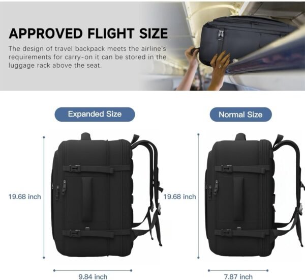 61n4muINYL._AC_SL1500_.jpg Carry On Backpack, 50L Travel Backpack, Luggage Backpack TSA Flight Approved Laptop Backpack for Men & Women, Large Expandable Bag 40L Daypack Lightweight Business Weekender Bag, Black