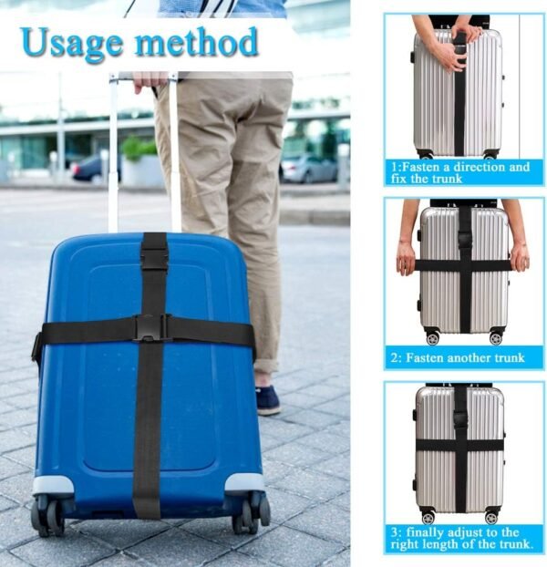 61pO2yt0wnL._AC_SL1001_.jpg 2Pcs Luggage Straps for Suitcase Travel Accessories TSA Approved, 80In Long Belts to Keep Your Suitcase Secure, Adjustable Bag Straps with Quick-Release Buckle for Travel Bag Closure, Black