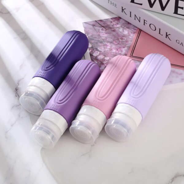 61sB8T1HFKL._AC_SL1500_.jpg Travel Bottles for Toiletries, Tsa Approved 3oz Travel Size Containers BPA Free Leak Proof Refillable Liquid Silicone Squeezable Travel Accessories for Shampoo Conditioner Lotion (4 Pack)