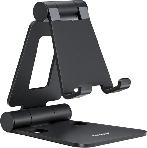 61srjyM7TFL._AC_SL1500_.jpg Nulaxy Dual Folding Cell Phone Stand, Fully Adjustable Foldable Desktop Phone Holder Cradle Dock Compatible with Phone 16 15 14 13 12 11 Pro Xs Xs Max Xr X 8, Nintendo Switch, All Phones