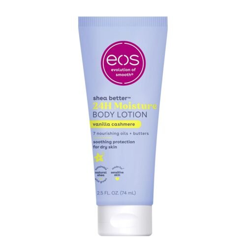 61uk9fNkeFL._SL1500_.jpg eos 24H Moisture Travel Body Lotion- Vanilla Cashmere, Travel Size Essential, Toiletries, Mini Body Lotion For Dry Skin, 2.5 fl oz
