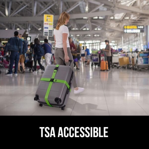 61vxOKhTwXL._AC_SL1000_.jpg GORILLA GRIP Heavy Duty Adjustable Luggage Straps for Suitcases, Easy to Identify Travel Belt Connector Holds Suitcase Together, Extends Life of Bag, Strap Connects Two Bags, Accessories 2 Pack Green