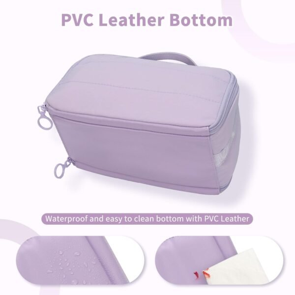 61yfp54K9L._AC_SL1500_.jpg OCHEAL Travel Makeup Bag - Wide Open Flat Cosmetic Bag Organizer with Handle Portable Lightweight Toiletry Bag for Women's Girls Essentials Skincare Accessories-Purple