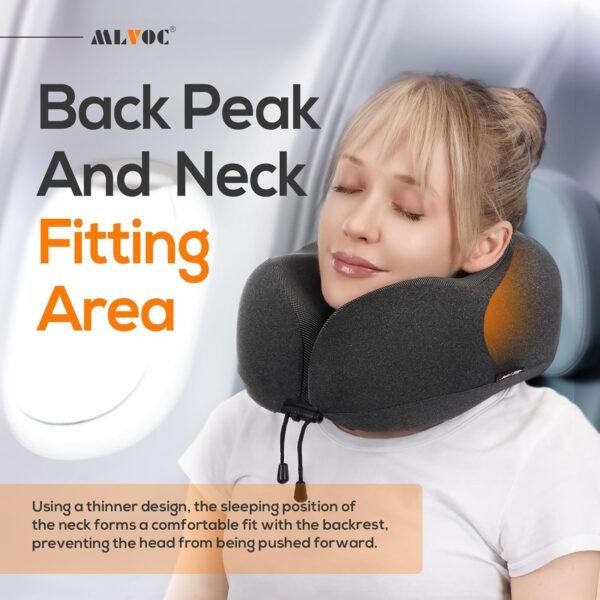 71lOnisw4L._AC_SL1500_.jpg MLVOC Travel Pillow 100% Pure Memory Foam Neck Pillow, Comfortable & Breathable Cover, Machine Washable, Airplane Travel Kit with 3D Contoured Eye Masks, Earplugs, and Luxury Bag, Standard (Black)
