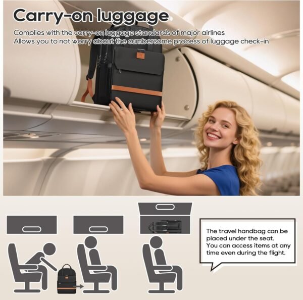imiomo Hard Shell 20 Inch Carry on Luggage 3 Piece Set with Travel Backpack, Lightweight Hardside Carry-On Suitcase with Spinner Wheels and TSA Lock, Black