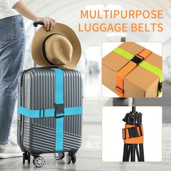 BILIONE 4 Pack Luggage Straps 79" Long Belts Keep Suitcase Secure While Traveling, TSA Approved Add a Bag Premium Accessory for Travel Bag Closure (4 Pcs Purple)