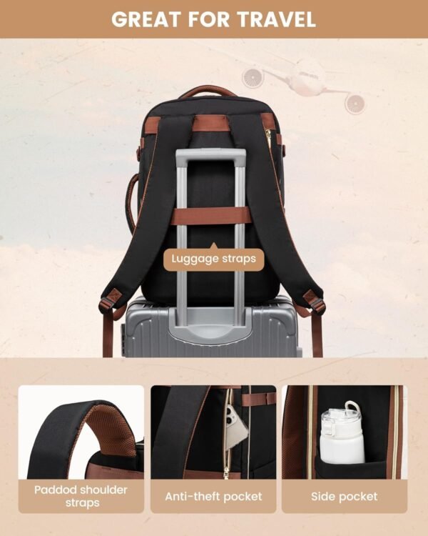 710z76kZXL._AC_SL1500_.jpg LOVEVOOK Travel Backpack Carry on Flight Approved 40L,Waterproof TSA Travel Essentials Personal Item Backpack for Women Men,Large Carry on Luggage Suitcase Travel Bag for Airplane with 3 Packing Cubes
