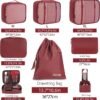 BAGAIL 8 Set Packing Cubes Luggage Packing Organizers for Travel Accessories-Wine Red