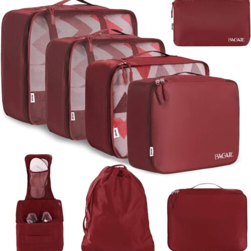 7132AHZfqoL._AC_SL1500_.jpg BAGAIL 8 Set Packing Cubes Luggage Packing Organizers for Travel Accessories-Wine Red