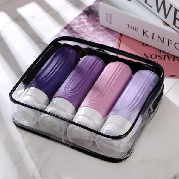 714-FWFliJL._AC_SL1500_.jpg Travel Bottles for Toiletries, Tsa Approved 3oz Travel Size Containers BPA Free Leak Proof Refillable Liquid Silicone Squeezable Travel Accessories for Shampoo Conditioner Lotion (4 Pack)