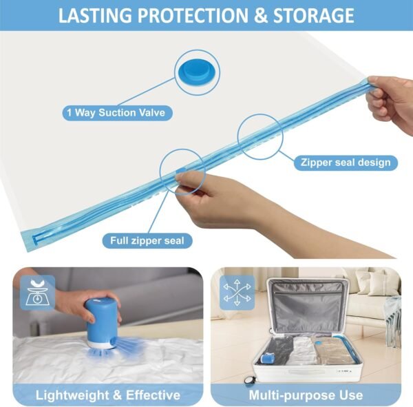 716lGtD4eyL._AC_SL1500_.jpg 12 Pack Travel Vacuum Storage Bags with Portable Electric Pump, Vacuum Seal Space Saver Bags for Clothing, Vacuum Travel Bags for Luggage
