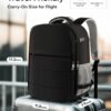 HOTOR Travel Backpack - Flight Approved Travel Bag for Men and Women, Carry on Luggage for 15.6" Laptop and Travel Essentials for Work, Business, Weekender, College 11.8"x7.9"x17.3" (Black)