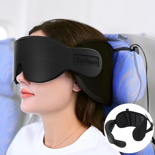 717eqU4eR6L._AC_SL1500_.jpg Travel Pillows for Airplanes, 360° Support Headrest Pillow with Eye Mask for Sleeping Long Flights, Travel Pillow for Car Road Trip, Car Headrest, Travel Accessories Stop Bobblehead, Black