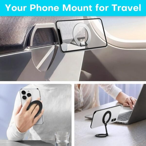 7181CeuXzrL._AC_SL1500_.jpg MCCHJoy Mini 2-Pack Universal in Flight Airplane Phone Holder, 360°Rotation Foldable Phone Mount Travel Essentials Accessories,Handsfree Phone Stand for Airplane Travel/Home/Office