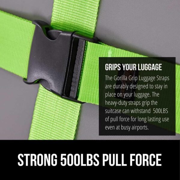 718bmxgybOL._AC_SL1000_.jpg GORILLA GRIP Heavy Duty Adjustable Luggage Straps for Suitcases, Easy to Identify Travel Belt Connector Holds Suitcase Together, Extends Life of Bag, Strap Connects Two Bags, Accessories 2 Pack Green