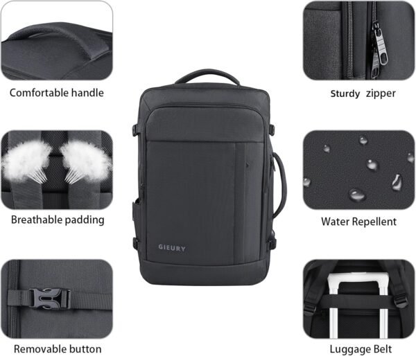 71935EMwgWL._AC_SL1500_.jpg Carry On Backpack, 50L Travel Backpack, Luggage Backpack TSA Flight Approved Laptop Backpack for Men & Women, Large Expandable Bag 40L Daypack Lightweight Business Weekender Bag, Black