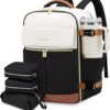 71AhKQeYEL._AC_SL1500_.jpg LOVEVOOK Travel Backpack for Women, TSA Carry On Backpack Flight Approved Luggage, 40L Water Resistant Personal Item Daypack Large Weekender Bag fit 17 inch Laptop with 3 Cubes, Beige-black-brown