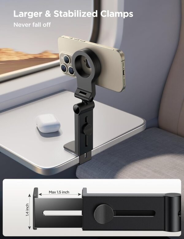 71AqZcGtbL._AC_SL1500_.jpg JOYROOM for Magsafe Airplane Phone Holder Travel Essentials,【Unlimited Scenery】 Hands-Free Plane Phone Holder, Airplane Travel Accessories for iPhone 16 Pro Max & Magsafe Case